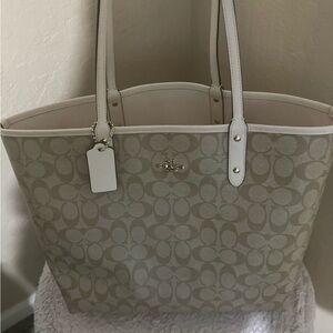 Coach Beige Signature Tote Bag